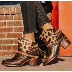 FREEBIRD By Steven Casey Ankle Booties Brown Leopard Boots 6